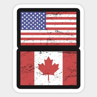 United States Flag & Canada Flag Sticker